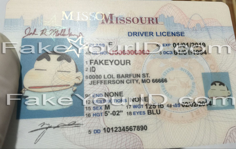 fake missouri drivers license