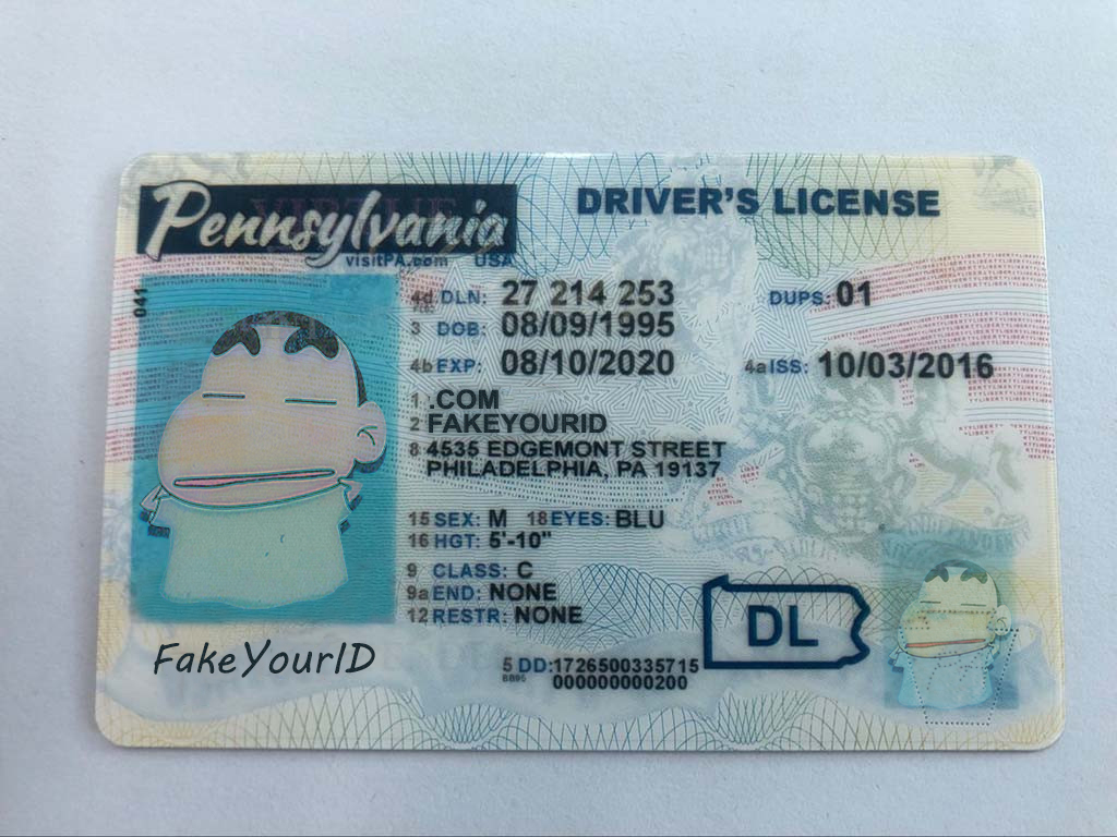 fake pa drivers license template